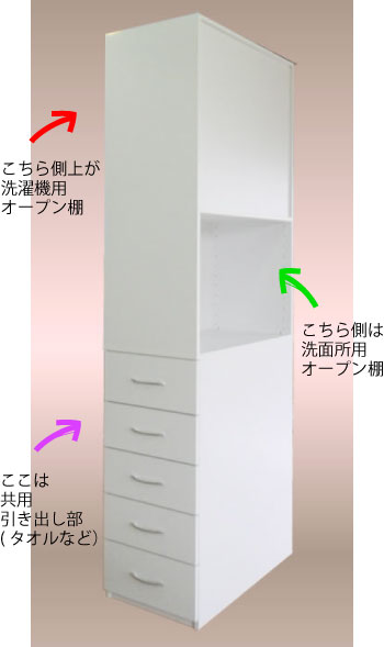 洗面所収納棚は、引き出し付きの両面使い。SM-017-35.jpg