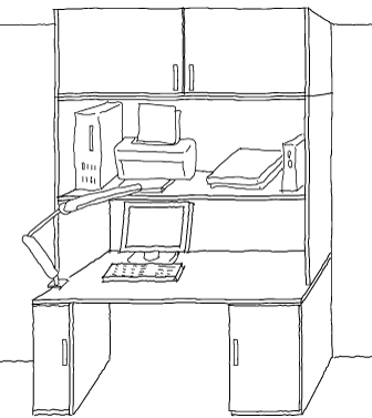 収納力いっぱいのオーダー家具のパソコンデスク