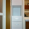 洗面所、脱衣所の、オーダーすき間棚は、引き出し、ドア付きの理想の形。SM-036